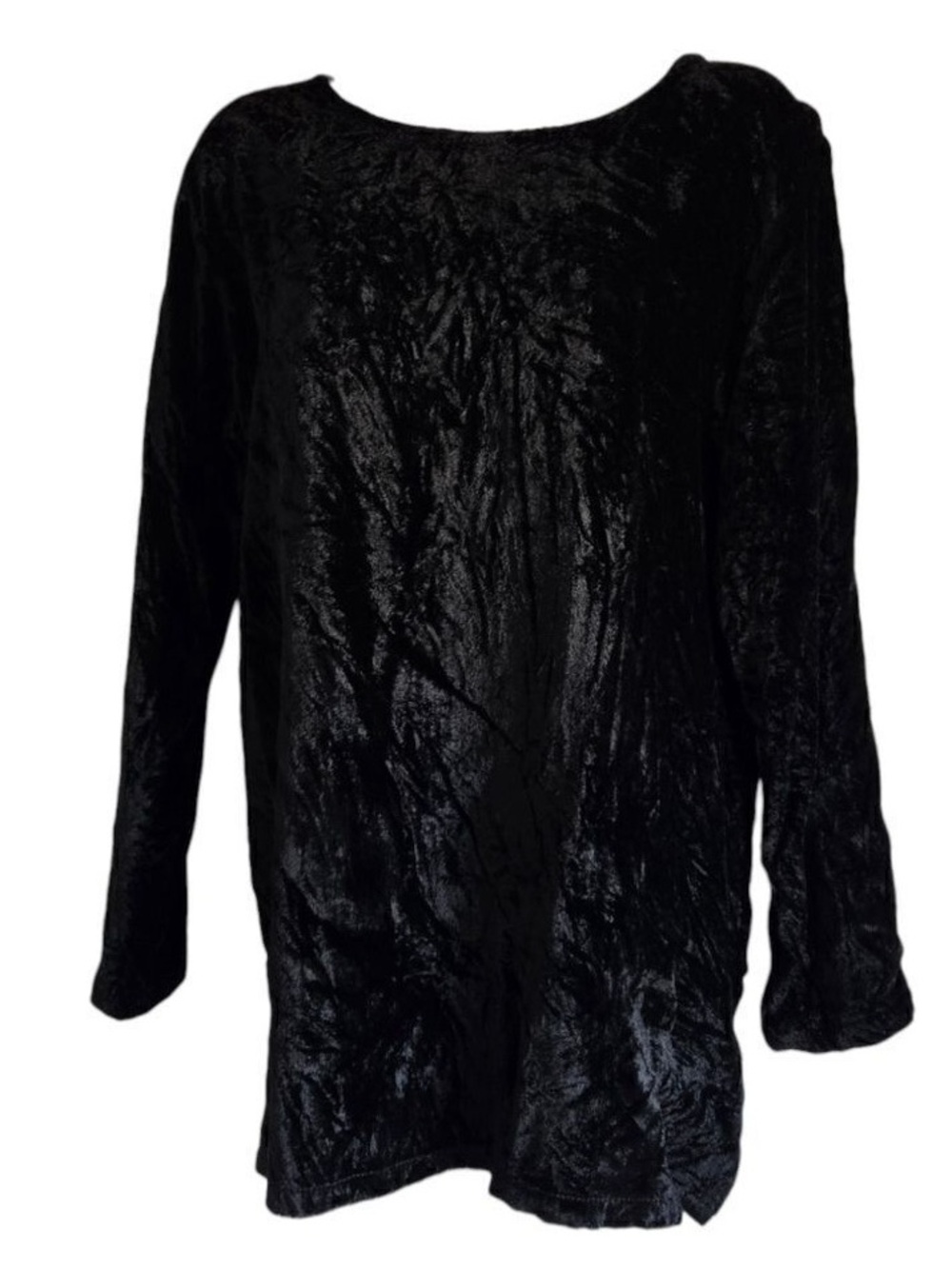 Long-Sleeve Black Velvet Women’s Top